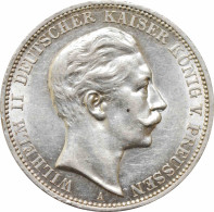 Prussia 3 Mark 1912, UNC, "Emperor Wilhelm II (1888 - 1918)" - 2, 3 & 5 Mark Argent