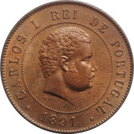 Portugal 20 Reis 1891 A, BU, "King Carlos I (1889 - 1908)" - Portugal