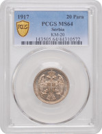 Serbia 20 Para 1917, PCGS MS64, "King Peter I (1903 - 1918)" - Other - Africa