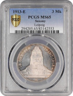 Saxony 3 Mark 1913, PCGS MS65, "100th Anniversary - Battle Of Leipzig" - Other - Africa
