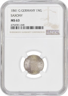 Saxony 1 Neugroschen 1841, NGC MS63, "King Frederick Augustus II (1836 - 1854)" - Taler & Doppeltaler