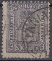 Norwegen Mi.Nr. 13 Freim. Wappen (3 Sk) Gestempelt - Oblitérés