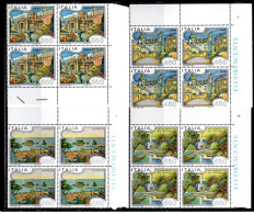 ITALIA REPUBBLICA ITALY1986PROPAGANDA TURISTICA TOURISM ACITREZZA CAPRI MERANO S.BENEDETTO QUARTINA ANGOLO DI FOGLIO MNH - 1981-90: Mint/hinged