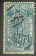 Victoria Stamp Statute 1884   5 Shillings - Oblitérés