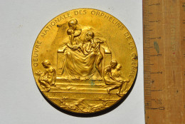 RARE Médaille En Bronze Doré OEUVRE NATIONALE DES ORPHELINS DE LA GUERRE - PAUL DUBOIS 1917 WW1 14 18 - Otros & Sin Clasificación