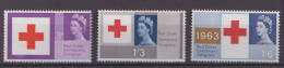 GRANDE BRETAGNE CROIX ROUGE 1963 Y & T 378 - 380 SANS  PHOSPHORE NEUFS SANS CHARNIERES - Neufs