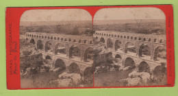 PHOTOGRAPHIE STEREOSCOPIQUE LE PONT DU GARD - DUMAS PHOTOGRAPHE / MONUMENTS ROMAINS NIMES - Stereo-Photographie