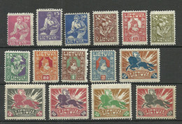 LITAUEN Lithuania 1921 Michel 87 - 101 MH/MNH (mostly MH/*) - Lithuania