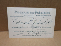 COUVET (Suisse) Carte De Visite Visserie De Précision Edouard Dubied - Couvet