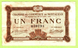 FRANCE / CHAMBRE De COMMERCE / MONTAUBAN / 1 FRANC / 15 AVRIL 1924 - Chambre De Commerce