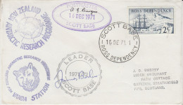 Ross Dependency 1971 Signature Leader & Postmaster Scott Base Ca Scott Base 16 DEC 1971 (SO213) - Cartas & Documentos