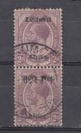 South West Africa 1924 - Overprinted 2d, Vertical Pair 14 Mm Space,  Vf Used (e-734) - Afrique Du Sud-Ouest (1923-1990)