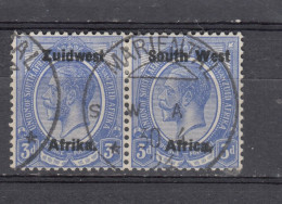 South West Africa 1924 - Overprinted 3d, Vertical Pair 14 Mm Space,  Vf Used (e-735) - Afrique Du Sud-Ouest (1923-1990)