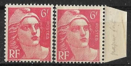 France - 1945/47 - Variété Type Marianne De Gandon 6 F. Rouge ►►►  1normal + 1papier Carton Y&T N° 721 **  Neuf Luxe - Unused Stamps