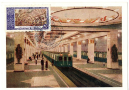 RUSSIE YT N°1290 OBLITERE SUR CARTE MAXIMUM METRO DE MOSCOU - Maximum Cards