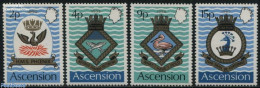 Ascension 1971 Royal Navy, Naval Arms (III) 4v, Mint NH, History - Nature - Transport - Coat Of Arms - Birds - Fish - .. - Fishes