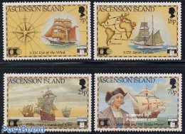 Ascension 1992 World Columbian Stamp Expo 4v, Mint NH, History - Transport - Various - Explorers - Ships And Boats - J.. - Esploratori