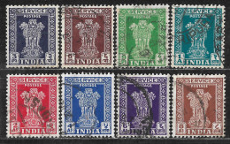 1950 INDIA SET OF 8 OFFICIAL USED STAMPS (Michel # 117-121,124-126) CV €2.20 - Francobolli Di Servizio