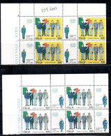 ITALIA REPUBBLICA ITALY REPUBLIC 1986 CORPI DI POLIZIA EUROPEI SERIE SET QUARTINA ANGOLO DI FOGLI VALORE BLOCK  MNH - 1981-90: Mint/hinged