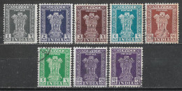 1957,1958 INDIA SET OF 8 OFFICIAL USED STAMPS (Michel # 131-133,135,140,144,148) - Timbres De Service