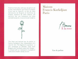 Cartes Parfumées Carte L'HOMME A LA ROSE  MAISON FRANCIS KURKDJIAN  RECTO VERSO - Modern (ab 1961)