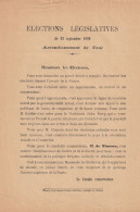 TOUL - Elections Législatives 1889 - Lettre Programme Du Candidat Conservateur - Programas