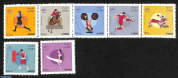 Syria 2023 Asian Games 7v, Mint NH, Nature - Sport - Horses - Football - Sport (other And Mixed) - Weightlifting - Haltérophilie