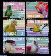 Curaçao 2023 Birds 6v, Mint NH, Nature - Birds - Parrots - Flamingo - Curacao, Netherlands Antilles, Aruba