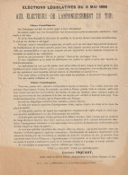 TOUL - Elections Législatives 1898 - Lettre Programme Du Candidat Catholique - Programmes