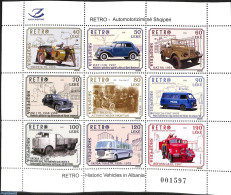 Albania 2022 Retro Auto 9v M/s, Mint NH, Transport - Various - Automobiles - Fire Fighters & Prevention - Motorcycles .. - Cars