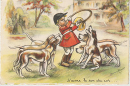 Dav : Illustrateur   Bouret Germaine :  La  Chasse à Cour , Chien  ,le Son Du Cor - Bouret, Germaine