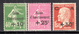 N° 253 à 255 (Caisse Amortissement) Neufs** LUXE: COTE= 275 € - 1927-31 Caisse D'Amortissement