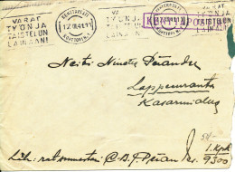 Finland Feldpost Cover  Kenttäpesti 17-12-1941 Konttoorin. 1  Cover Damaged In The Right Side By Opening - Covers & Documents
