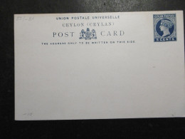 Ceylon GA Karte 5 Cent Blau (14x8,7 Cm) */ungebraucht-tadellos Erhalten - Ceilán (...-1947)