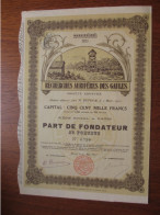 FRANCE - PARIS 1912 - RECHERCHE AURIFERES DES GAULES - PART DE FONDATEUR - BELLE DECO - IPRIMERIE RICHARD - Autres & Non Classés