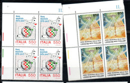 ITALIA REPUBBLICA ITALY REPUBLIC 1986 ANNO MONDIALE DELLA PACE PEACE YEAR SERIE QUARTINA ANGOLO DI FOGLIO MNH - 1981-90:  Nuevos