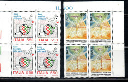 ITALIA REPUBBLICA ITALY REPUBLIC 1986 ANNO MONDIALE DELLA PACE PEACE YEAR SERIE QUARTINA ANGOLO DI FOGLIO MNH - 1981-90:  Nuovi