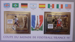 TCHAD Bloc Feuillet En OR - Coupe Du Monde De Foot 1998 - LUXE  ** - Tchad (1960-...)