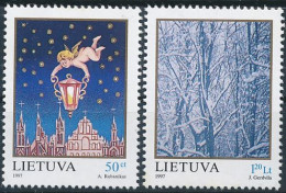 Mi 655-656 ** MNH / Christmas, Angel, Winter Forest - Lituania