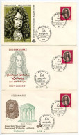 Germany, West 1966 3 FDCs Scott 962 Gottfried Wilhelm Leibniz, Philosopher & Mathematician - 1961-1970