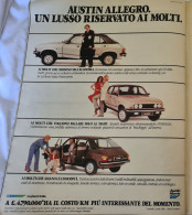 PUBBLICITA' AUSTIN ALLEGRO AUTOMOBILE 1980 - Autres & Non Classés