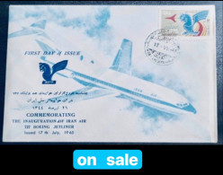 1965 Iran Persia Commemorating The Inauguration Of Iran Air. FDC. Parliament Cancellation. Boeing. Airline. Scott 1326 - Iran