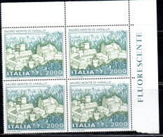 ITALIA REPUBBLICA ITALY REPUBLIC 1986 SACRO MONTE DI VARALLO HOLY MOUNTAIN QUARTINA ANGOLO DI FOGLIO BLOCK MNH - 1981-90:  Nuovi