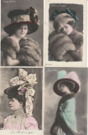 Lot Exceptionnel De 7 Cartes Anciennes (6 CPA Sur La Mode Des Chapeaux 1909-1910, 1 Sur Celle De 1906) - Fashion