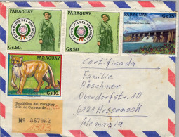 1984 PARAGUAY , ASUNCIÓN , SOBRE CERTIFICADO POR CORREO AÉREO A HESSENECK - Paraguay