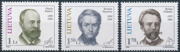 Mi 725-727 ** MNH / Writer Vincas Pietaris, Artist Kanutas Ruseckas, Cultural Worker Povilas Višinskis - Lituania