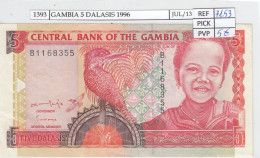 BILLETE GAMBIA 5 DALASIS 1996 P-16a SIN CIRCULAR - Sonstige – Afrika