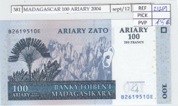 BILLETE MADAGASCAR 100 ARIARY 2004 P-86b SIN CIRCULAR - Autres - Afrique