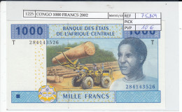 BILLETE AFRICA CENT. CONGO 1.000 FRANCS 2002 P-107 Ta SIN CIRCULAR - Autres - Afrique