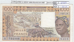 BILLETE AFRICA OCC. 1.000 FRANCOS 1987 P-710 Kf MBC+ - Sonstige – Afrika